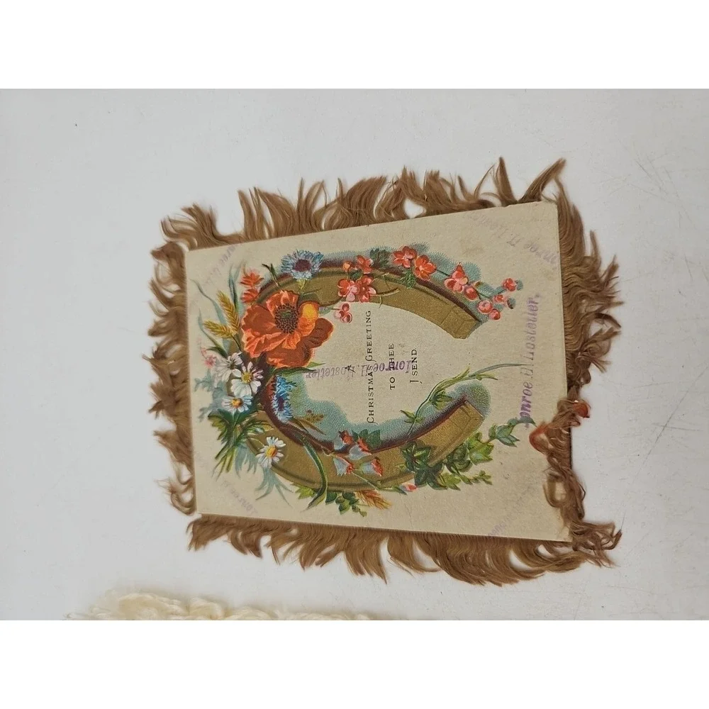 Antique Christmas Card Fringe New Year‎ Lot Of 3